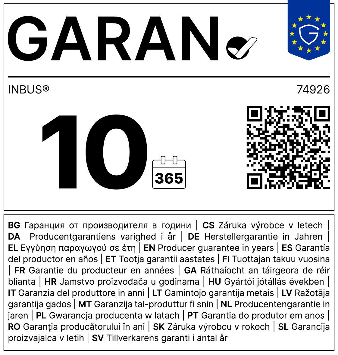 GARAN – Herstellergarantie 10 Jahre